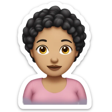 Pregnant woman with black curly short hair, light skinned sticker