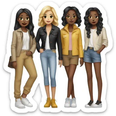 four girls in stylish shoes sticker