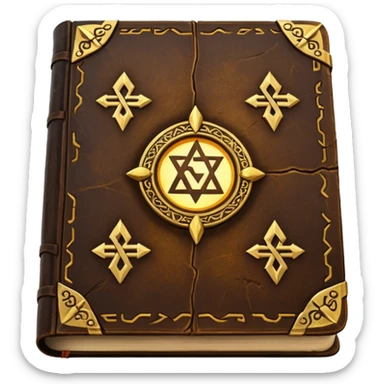 Spell Book – Old leather book glowing with runes sticker