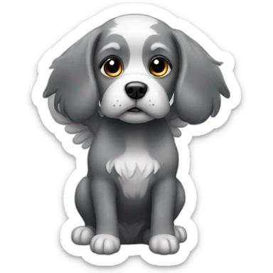 dark-grey-innocent-small-dog-angel sticker