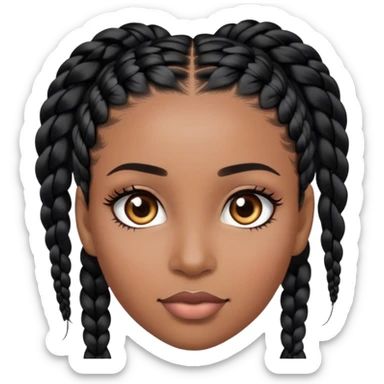 black woman with black braids and lash extensions; skin slightly darker sticker