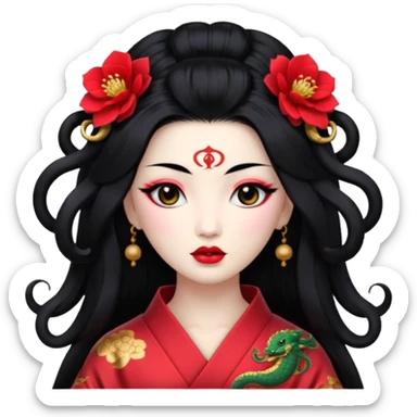 geisha with medusa head  sticker