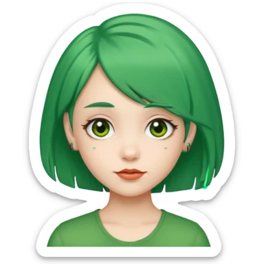 girl with green hair clip sticker