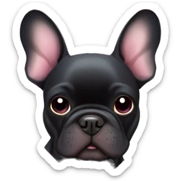 Black French bulldog with pink heart sticker