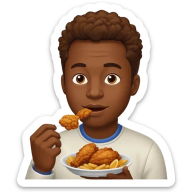 Black guy eating fried chicken  sticker