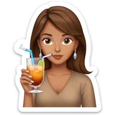 Diva vaping brown hair sexy with cocktail brown top sticker