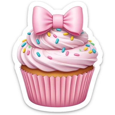 Pastel pink bow cupcake  sticker