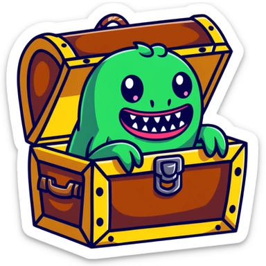 treasure chest monster mimic with eyes teeth and tongue sticker