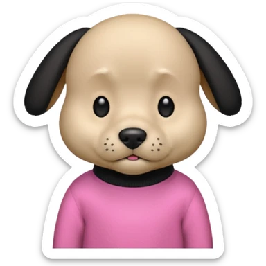 Udělat emoji z mého psa s růžovým svetrem má černou srst a má docela malý obličej  sticker