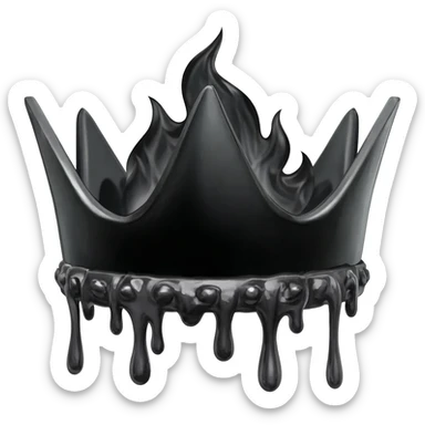 generate a black crown with black blood and black flames sticker