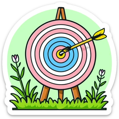 Archery target with green grass and spring flowers sticker