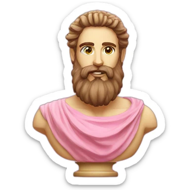 pink greek bust with a beard and halo sticker