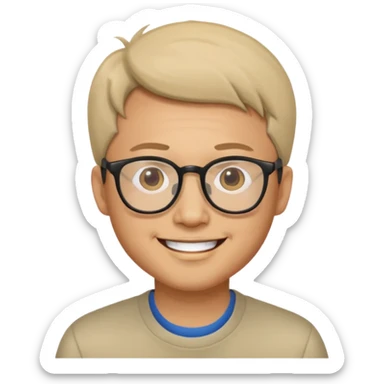 asian man light skin wear glasses smile sticker