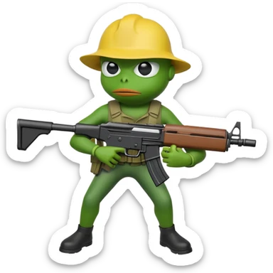 Ancap pepe with assault rifle  sticker