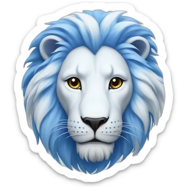 white and blue lion sticker