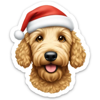 golden doodle wearing a santa hat sticker