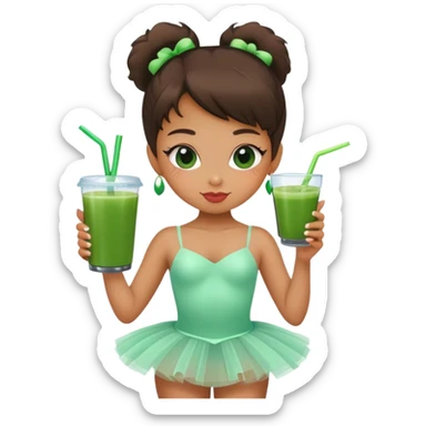 cool girl who wore ballet tutu and warmer drinks green smoothie sticker