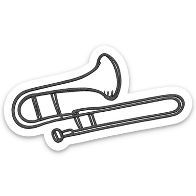 trombone, minimal and sketchy hand drawn black outline style sticker
