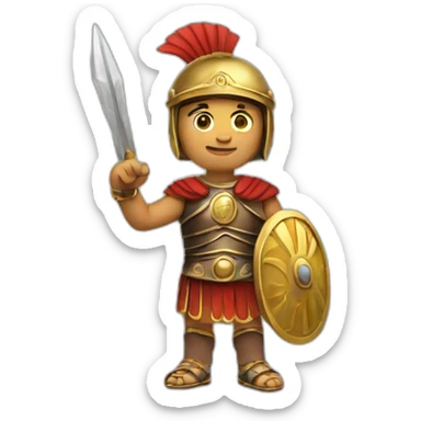 a roman warrior making a peace sign with his hand sticker