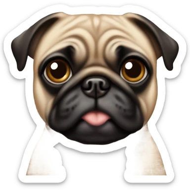 Brown and black pug with crossed eyes sticker