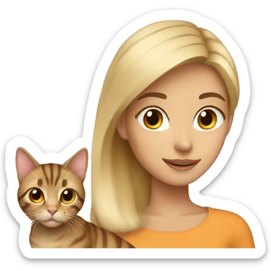 Blonde girl with Brown Tabby cat sticker
