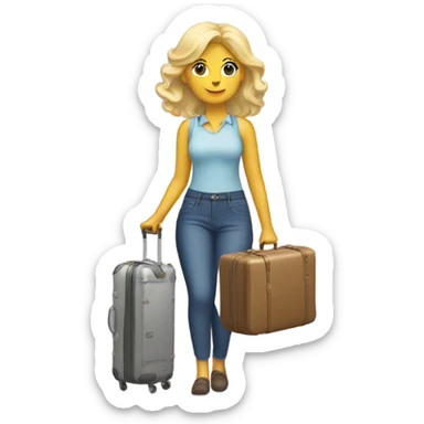 Blonde woman with a suitcase full of kitchen stuff sticker