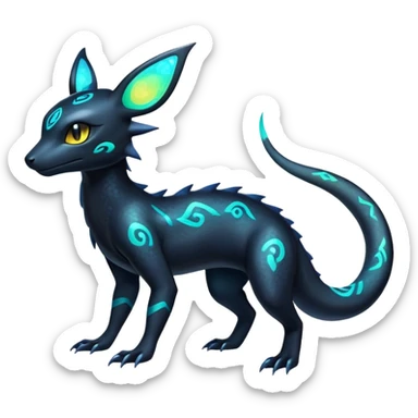 Colorful Neon Exotic Salandit-Aurorus-Umbreon-Fakémon-hybrid-creature (full body)  sticker