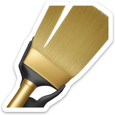 Person girl holding a golden brush in white and black clothing with a straight position and chin up sticker
