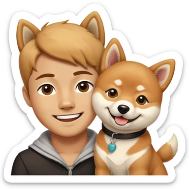 stylish boys with shiba inu sticker