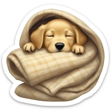 golden retriever puppy sleeping with a blanket sticker