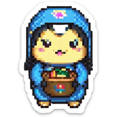 festive and lively tung tung tung sahur in pixel art style sticker