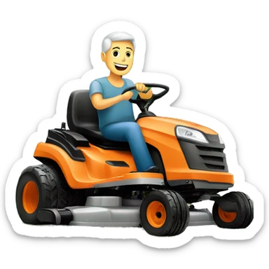 guy on a zero turn lawn mower sticker