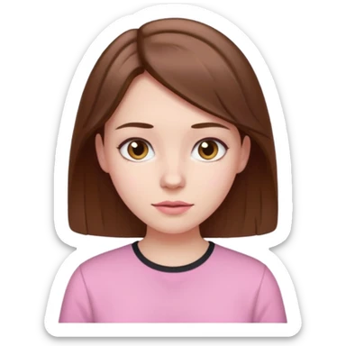 Pale girl brown hair and wearing pink and white shirt sticker