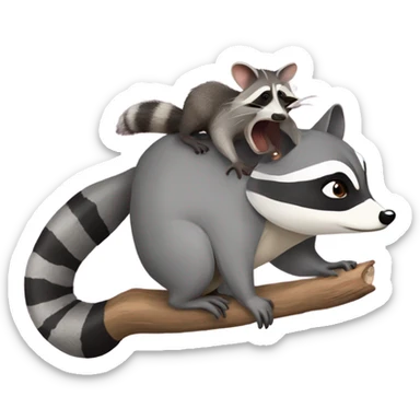 Raccoon riding opossums  sticker
