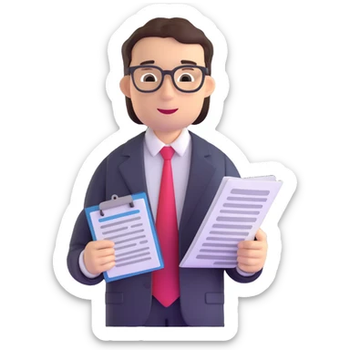 accountant with financial papers, no eyeglasses sticker
