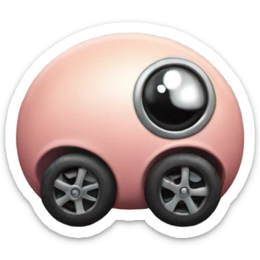 Metal cute black eyes Kirby ball driving on 4 car wheels sticker