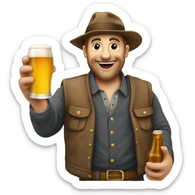 beauf avec une bière dans la main et une calvitie sticker
