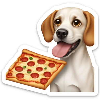Dog with a human body eating pizza sticker