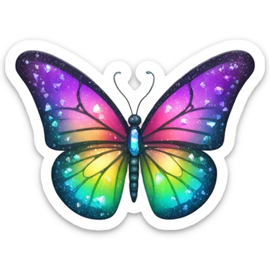 One Shiny-Colorful-Sparkly-Rainbow-Gradient-Crystal-Gem-Butterfly-Crystal-Fly sticker