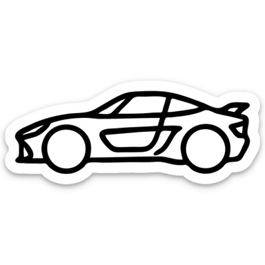 Icon style illustration of a sports car inspired by Koenigsegg or Apollo with clean, sleek lines, no background. sticker