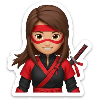 i need girl ninja smile with long brown hair sticker