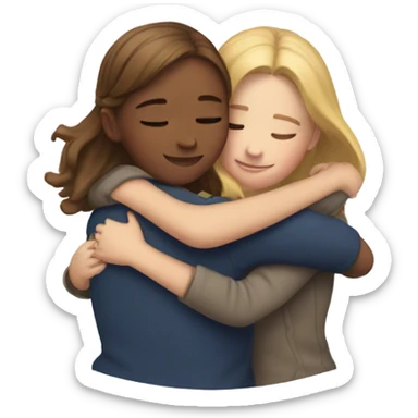 Girl hugging girl sticker