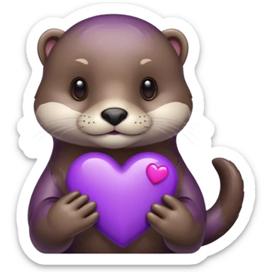 Otter holding a Purple Heart sticker