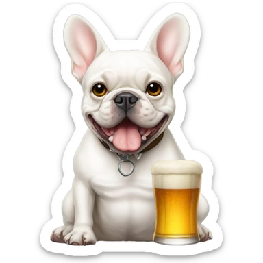 White French bulldog with beer sticker