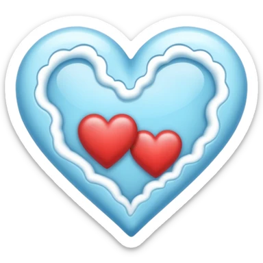Crea un emoji de corazon que una mitad sea celeste y la otra blanca y en la unión de los colores que este difuminado sticker