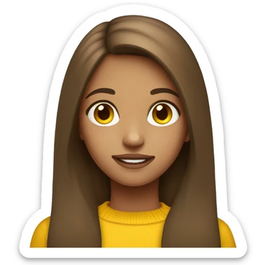 Girl with long brown hair wearing a yellow jumper sticker