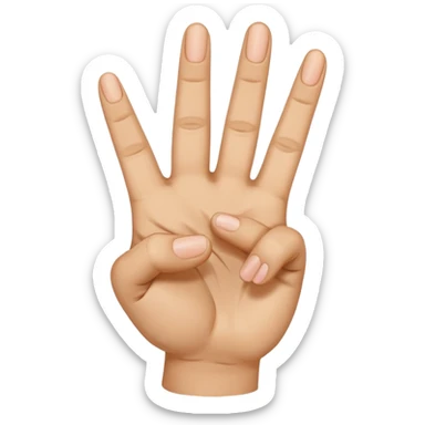 A piece hand sign with the thumb open . With 3 fingers closed. 2 open for the piece and the thumb open sticker