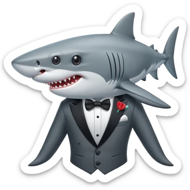 shark wearing a tuxedo sticker