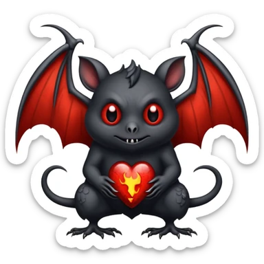 Monstre a corp craquelé fait de lave avec des ailes de chauve-souris et un tête de pierre carbonisé avec une mâchoire carré  sticker