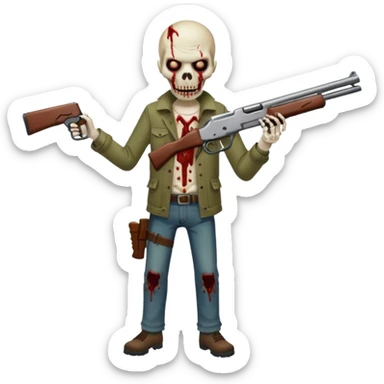 Bloody zombie shotgun pointed straight forward. In the style of your bleeding skull zombie art, but a shotgun pointing forward, not at an angle sticker